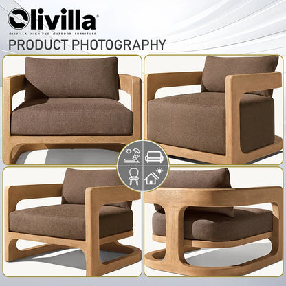 Leisure Open-air Courtyard Sofa Teak Villa Homestay Hotel Modern Outdoor Furniture Combination Waterproof Garden Wooden Sofa Set
