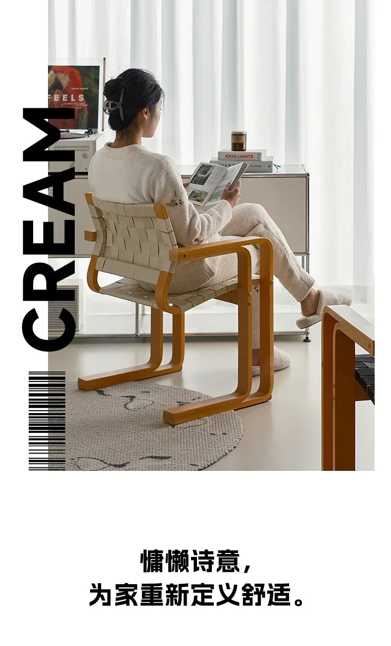 xxqArmrest Dining Chair Mid-Ancient Woven Chair Retro Desk Office Computer Chair