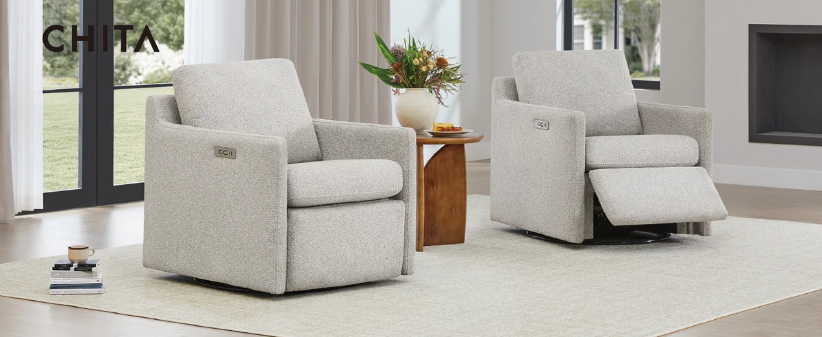 Swivel Accent Chair with Electric Footrests, Living Room Sofa Chair with Power Motor, USB and Type-C Ports, Cream