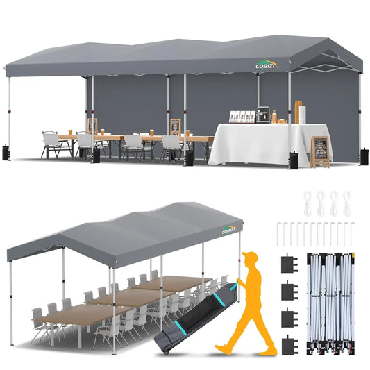 10x30 Pop Up Canopy Tent Waterproof UV50+ with 3 Sidewalls Roller Bag Outdoor Party Commercial Use, Customized