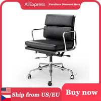 Classic Office Chair Genuine Leather Executive Desk with Lumbar Support Ergonomic Computer Chair with Aluminum Arms Office Room