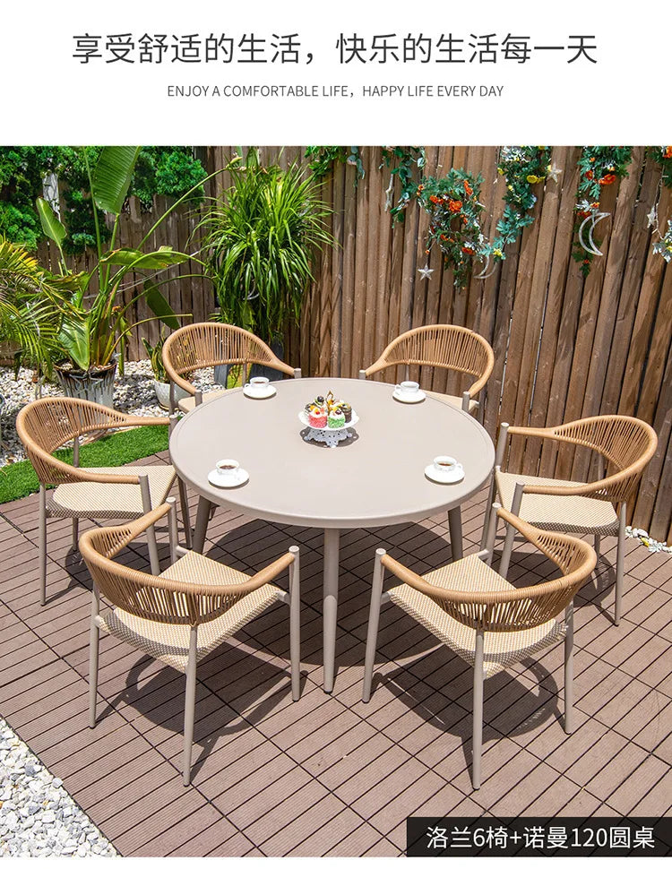 Outdoor table and chair courtyard villa leisure open-air balcony rattan chair Internet celebrity waterproof sunscreen garden