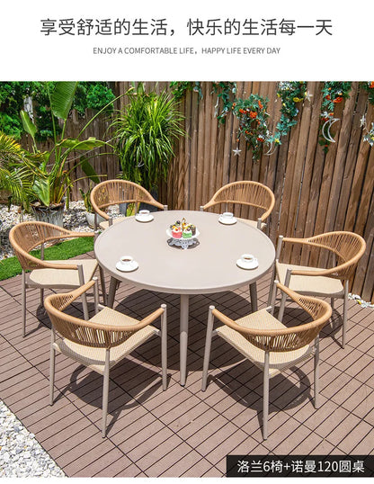 Outdoor table and chair courtyard villa leisure open-air balcony rattan chair Internet celebrity waterproof sunscreen garden