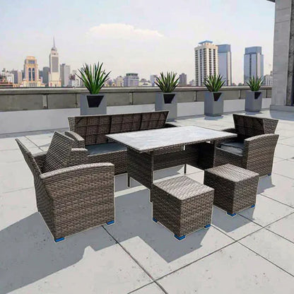 Waterproof Patio Sofa Set PE Wicker Rattan Sectional Outdoor Furniture Handmade Aluminum Contemporary Garden Rattan Sofa Set