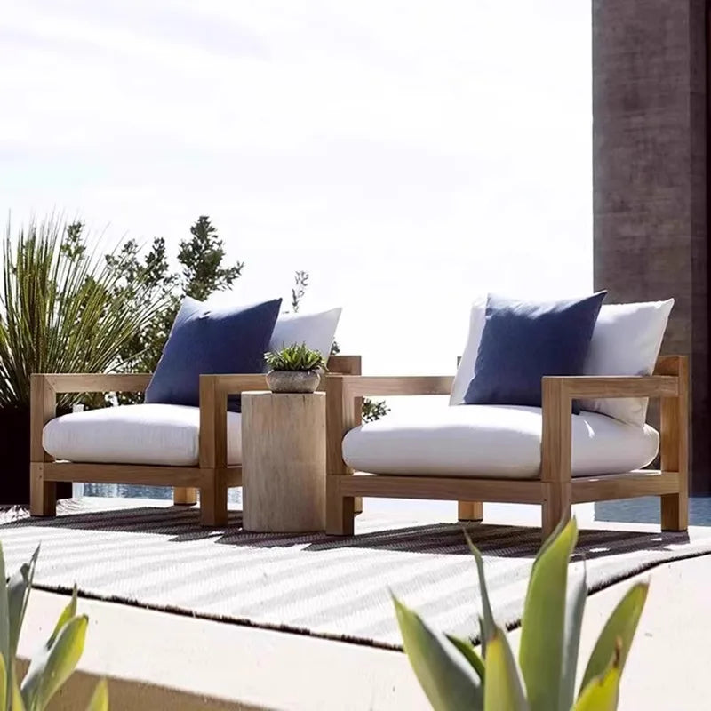 Nordic Designer Outdoor Sofas Villa Courtyard Wood Minimalist Design Garden Sofas Fashion Lawn Furniture Sillas Lshysf