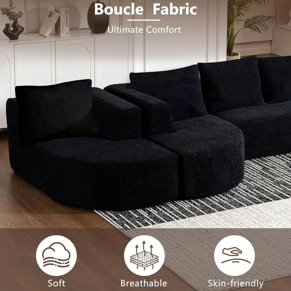 Luxury Oversized 5-Seater Modern Chenille Sectional Sofa for Living Room, Deep Seated Curved Cloud Couch, Modular Sofa Design