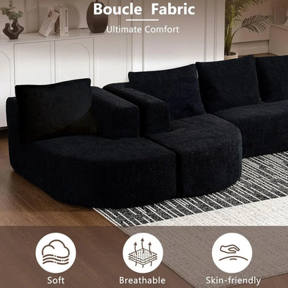 Luxury Oversized 5-Seater Modern Chenille Sectional Sofa for Living Room, Deep Seated Curved Cloud Couch, Modular Sofa Design