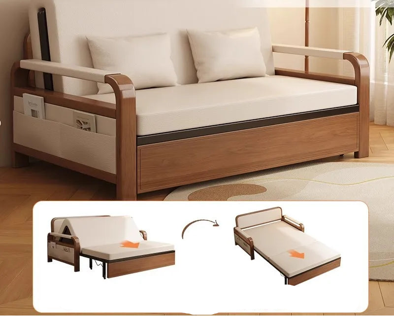 Light luxury home living room balcony folding sofa bed, single double multi functional telescopic bed