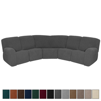 7PCS Jacquard L Shaped Corner Couch Covers Sectional Recliner Sofa Cover Stretch 5 Seater Corner Sofa Slipcover Couch Protector
