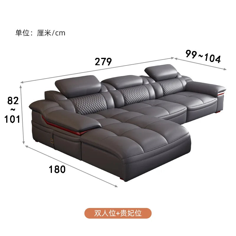 Modern simple leather sofa first layer cowhide living room size corner latex leather sofa