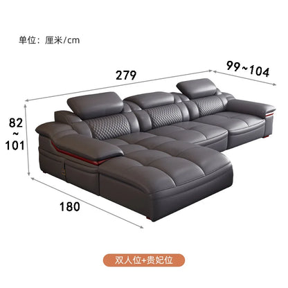 Modern simple leather sofa first layer cowhide living room size corner latex leather sofa