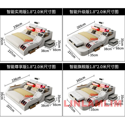 Linlamlim Modern MULTIFUNCTIONAL Tech SMART BED 2 People | FUTURISTIC FURNITURE | Ultimate Massage Tatami Genuine Leather Beds