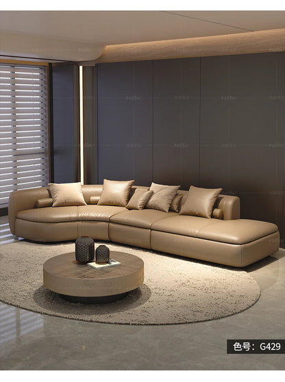 20031A Curved Leather Sofa First Layer Cowhide Semicircle Living Room Italian Modern Simple High-End Elegant