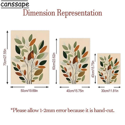 Sunset Leaf Art Poster Abstract Mountain Range Canvas Painting Minimalist Wall Art Living Room Bedroom Apartment Decor No Frame