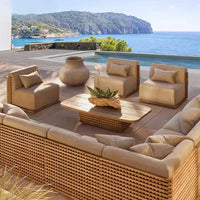 All-Weather Teak Garden Furniture Set Natural Wooden Courtyard Leisure Balcony Lounge for Villa Hotel Park Dining Outdoor Usage
