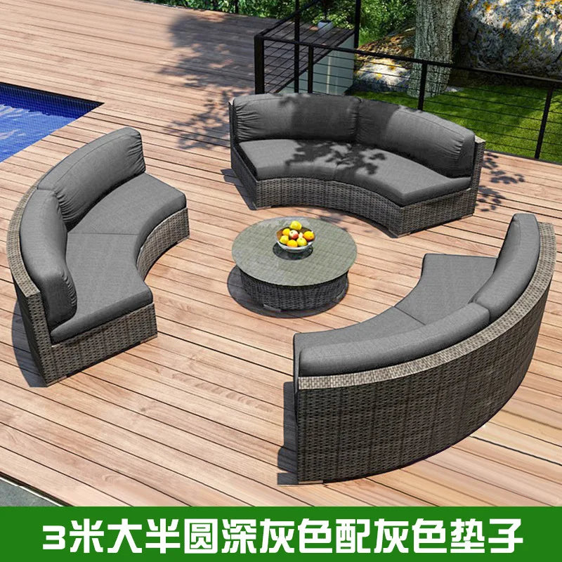 Outdoor circular rattan combination hotel curved living room sofa