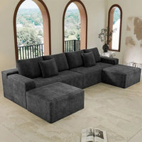 Modular Sectional Sofa, Upholstered Couch for Living Room or Bedroom, No Assembly Required, 4-Piece Free Combination, Plush