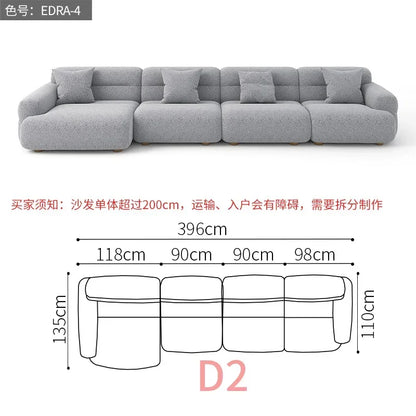 yA38 Minimalist new fan-shaped large flat-layer curved sofa custom left and right concubine lamb wool