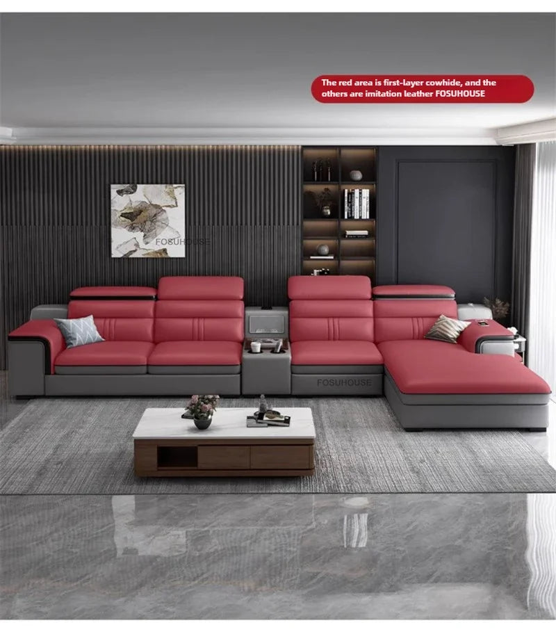 Luxury Leather Living Room Sofas Italian Home Sofa Bed Recliner Modern Designer Ergonomic Back Sofa Living Room Furniture