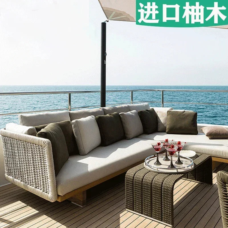 combination furniture Outdoor sofa, outdoor leisure terrace, patio, rattan sofa, teak villa, hotel, garden balcony