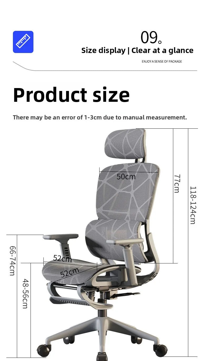 Ergonomic chair Home computer chair Comfortable sedentary office chair Back seat Study desk E-sports study chair