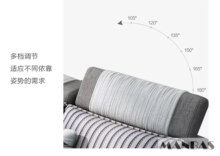 MANBAS Modern U-Shaped Fabric Sectional Sofa Set with Storage, Cup Holders, Speaker, USB, Bookshelf and Stools for Living Room