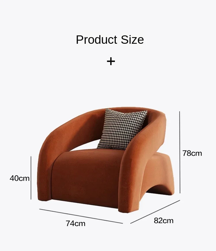 Internet celebrity single chair, living room lazy single sofa leisure chair, light luxury curved balcony chair