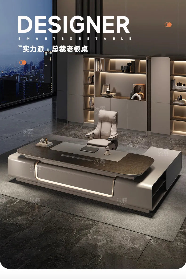 Light luxury boss Advanced minimalist modern CEO and Chairman's office table office furniture Computer desk Room desks