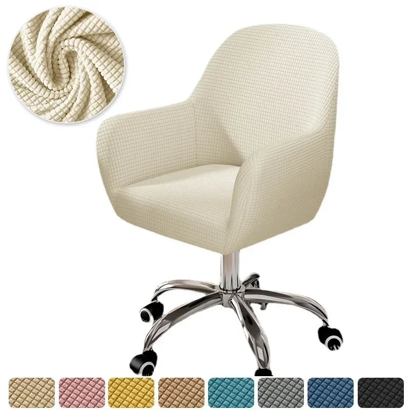 Solid Elastic Rotating Chair Cover Dining Room Spandex High Sloping Armchair Covers Office Chair Slipcover Coffee Bar Make Up
