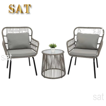 # New Arrival 3 Pieces Outdoor Furniture Set Patio Rattan Wicker Chairs