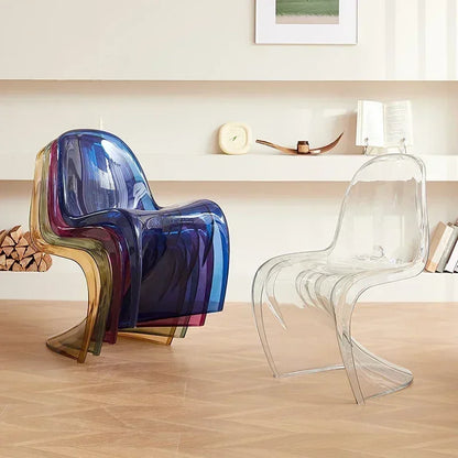 Design Minimalist Dining Chair Acrylic Kitchen Colorful Office Chair Modern Living Room Cadeira Kitchen Furniture  A1