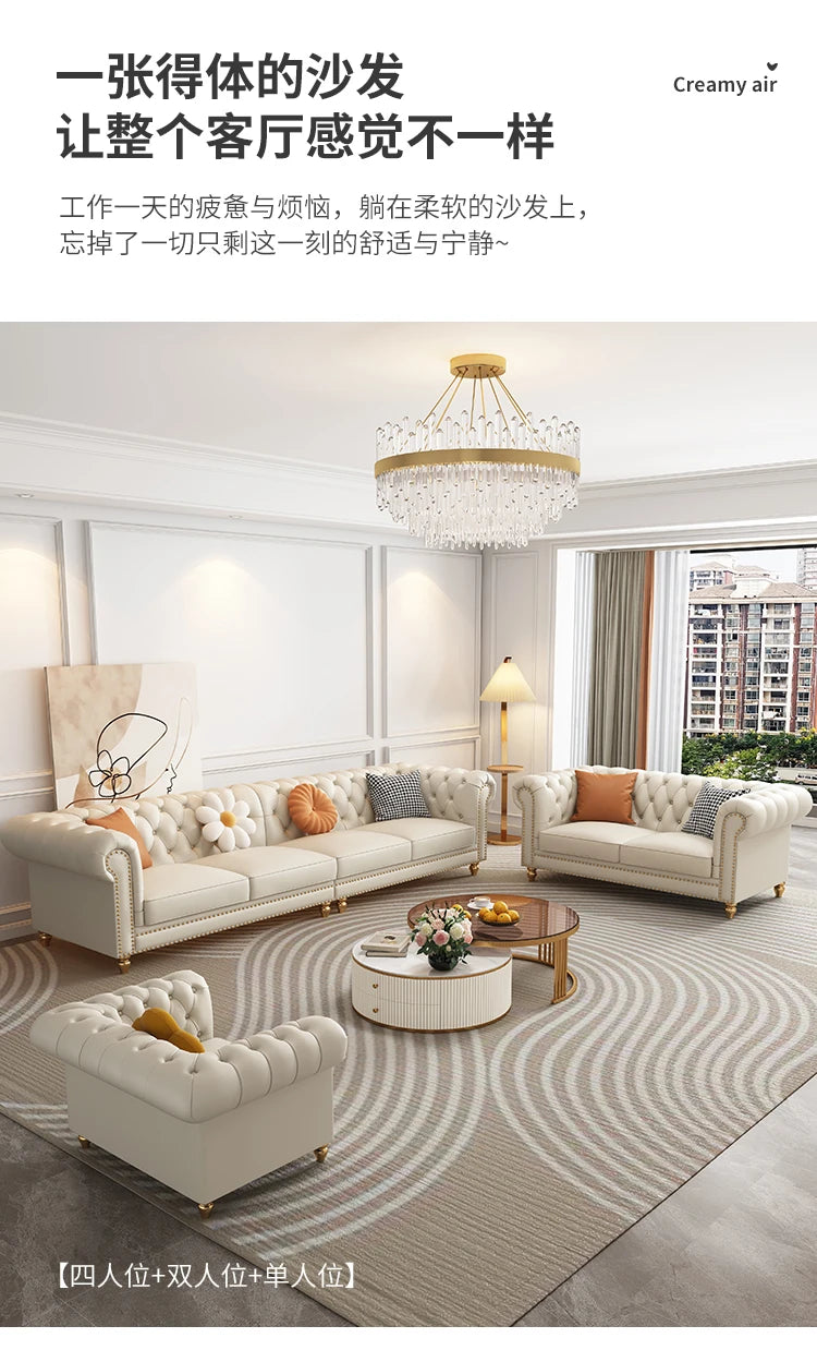 Designer Genuine Leather Sofas Fancy Living Room Lounge Floor Sofa Loveseat Modern Canape Salon De Luxe Apartment Furniture