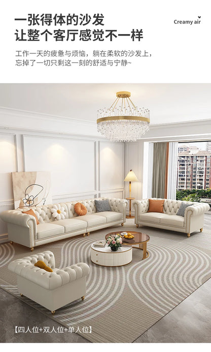 Designer Genuine Leather Sofas Fancy Living Room Lounge Floor Sofa Loveseat Modern Canape Salon De Luxe Apartment Furniture