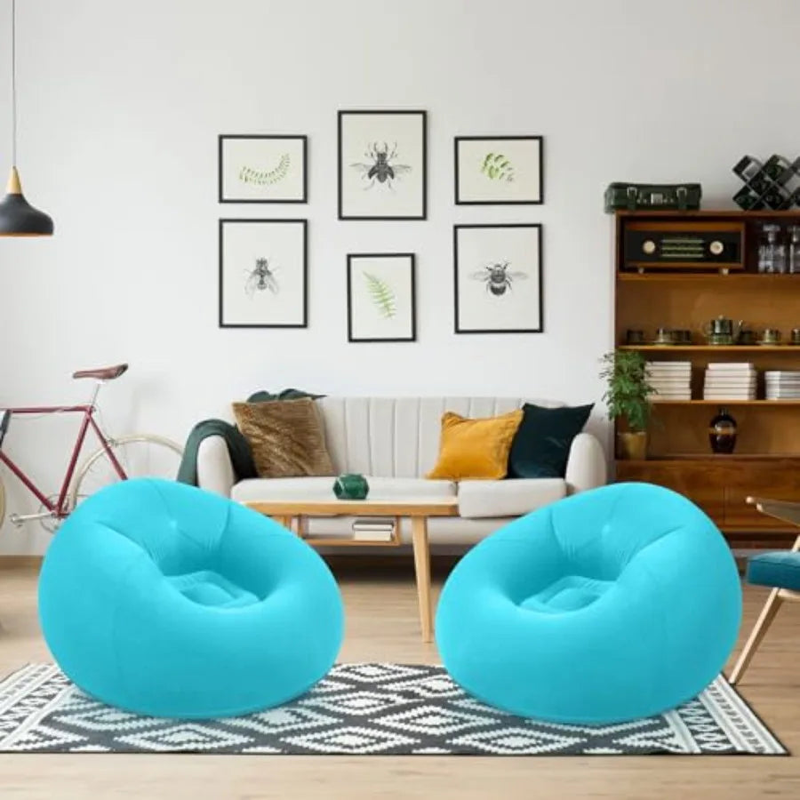 Inflatable Bean Bag Chairs Outdoor Blow up Camping Chairs Inflatable Lazy Sofa Folding Portable Bean Bag Loungers Couch for Mov