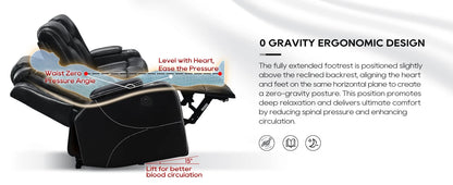 Power Recliner Sofa Sectional Sofa with LED Light for Living Room, Air Leather Reclining Corner Sectional Sofa Set