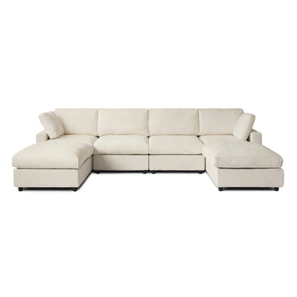 Sdorens Sectional Sofas for Living Room Modern Cloud Couch Chenille U-shaped Modular Sectional Sofa with Reversible Ottomans