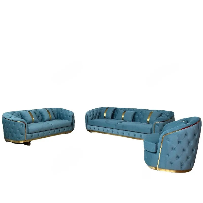 American fabric sofa, Italian minimalist designer, living room straight , velvet, European buckle home sofa