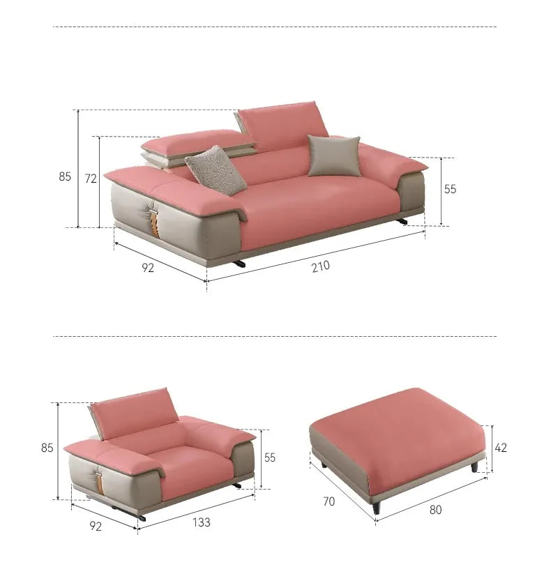 Decoration Genuine Leather Italian Living Room Sofa Luxury Lounge Designer Minimalist Sofas home Modern Family Muebles Furniture