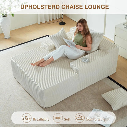67 Inch Chaise Lounge Chair Indoor Oversized Upholstered Corduroy Sofa Bed Deep Seat Sleeper Couch Customized