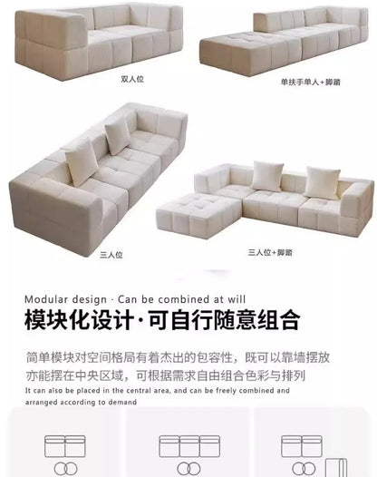 Living Room Compressed Vacuum Sofas Modern Small Apartment Fabric Living Room Sofa Cream Style Marshmallow Sofa Free Combination