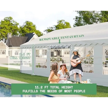 20x40 FT All-Weather Outdoor Canopy Tent with Full Sidewalls Roll-Up Doors PVC Windows and Reinforced Steel Frame Waterproof UV-
