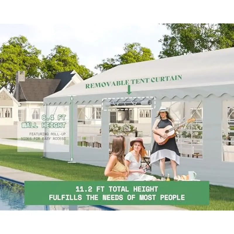 20x40 FT All-Weather Outdoor Canopy Tent with Full Sidewalls Roll-Up Doors PVC Windows and Reinforced Steel Frame Waterproof UV-