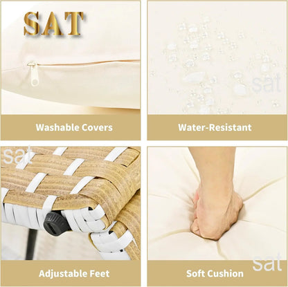 %a Patio Rattan Sunbed with Retractable Canopy, Round Outdoor Sectional Sofa Set with Separate Seating,liftable Table and Remov