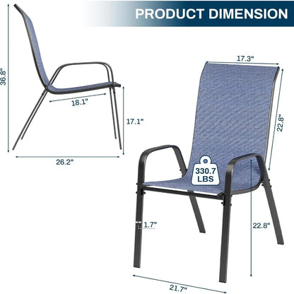 Patio Dining Chairs, Stackable All Weather  Chair, Heavy Duty Outdoor Breathable Chairs Set, w/Armrests, Upgraded C