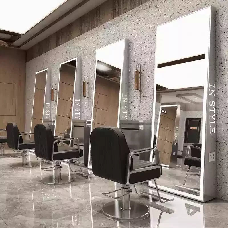 HJ Barber Shop Mirror Quick Cut Special Mirror Hair Salon Internet celebrity hair salon Full Lamp Mirror