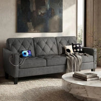 83” Century ern 3 Seater Couch, Small Couches or Living Room, Comy Grey Couch or Aparent Oice Waiting Area, Tuted Design (k Grey