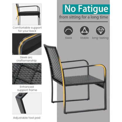 3 Piece Outdoor Patio Furniture Set Patio Bistro Set Wicker Conversation Set Modern Rattan Chair with Glass Coffee Table