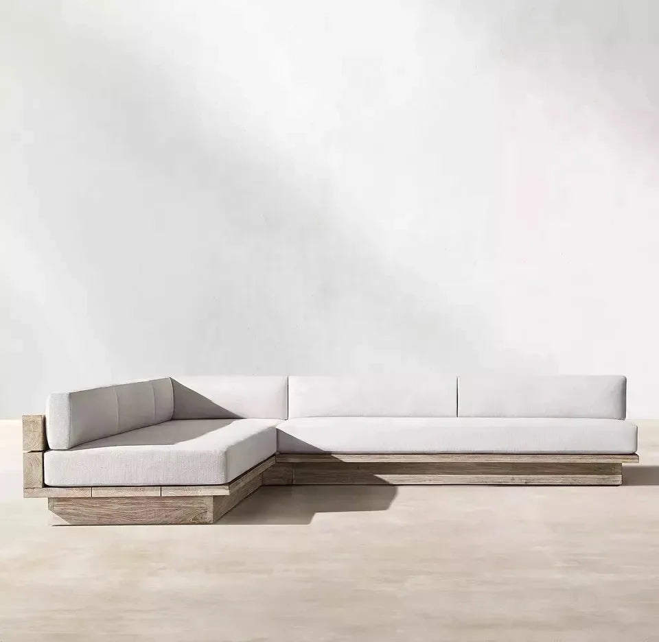 nvNordic Creative Outdoor Garden Sofa Waterproof Sunscreen Teak Do Old Outdoor Sofa Combination Outdoor Furniture&