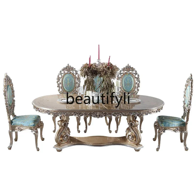 ssK178 A55 Palace French Rococo dining table and chair combination 1.9M European-style villa classical dining table luxury custo