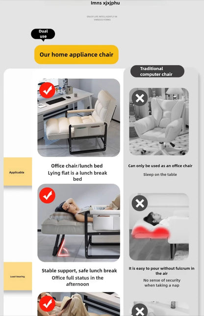 Reclining chair office lunch break folding chair computer chair can sit and lie down dual-purpose lazy sofa chair with backrest
